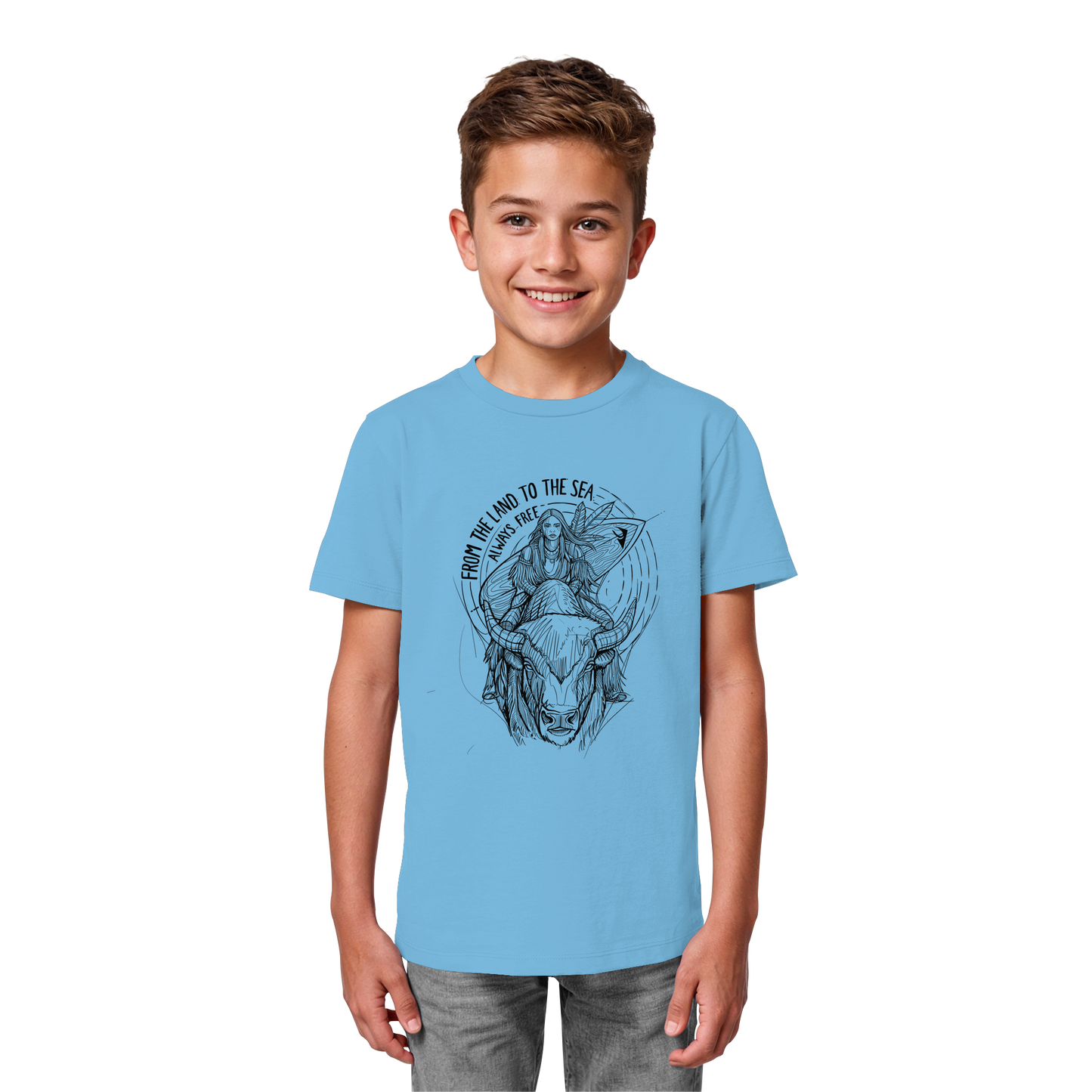 "From the land to the sea, always free" - Kids Organic Shirt