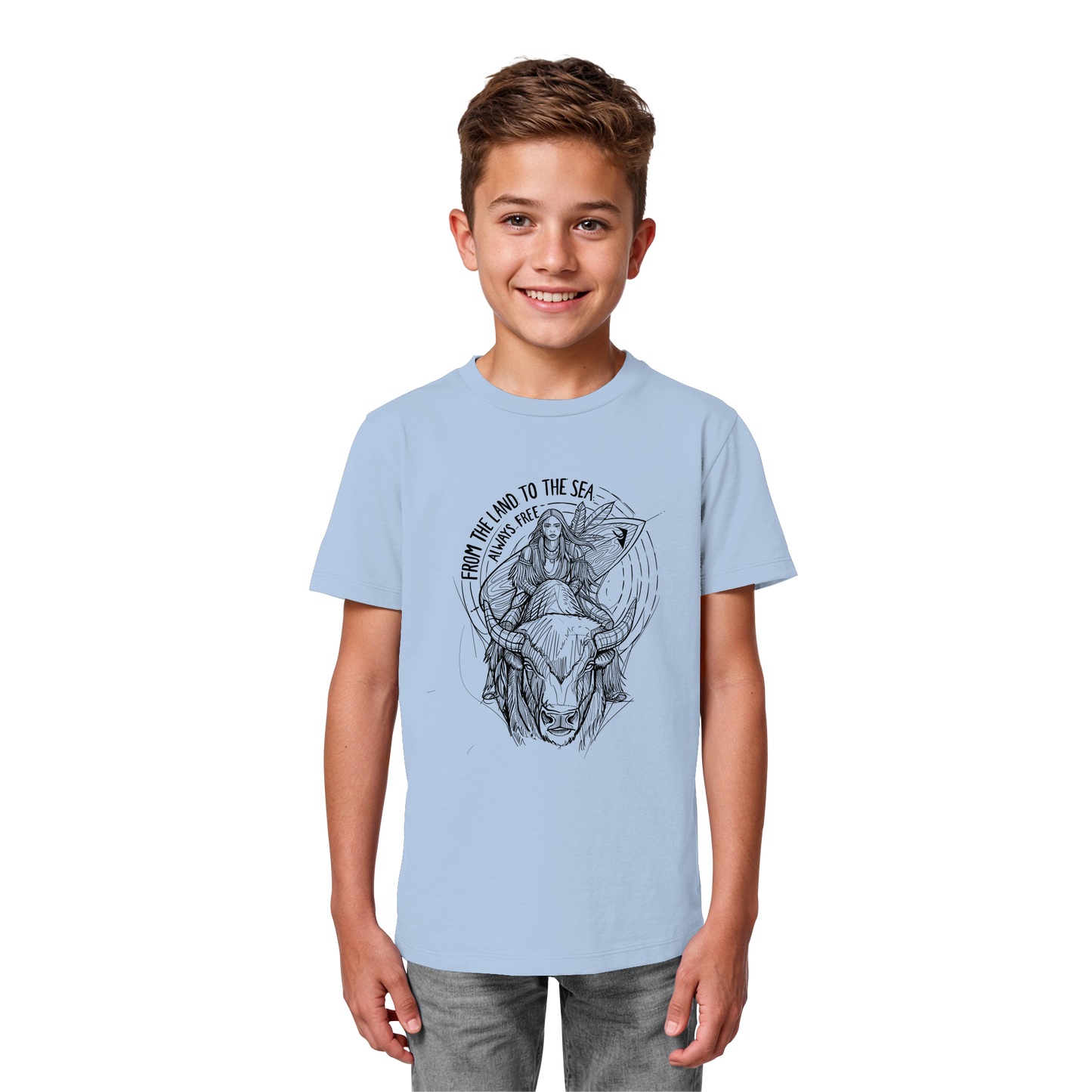 "From the land to the sea, always free" - Kids Organic Shirt
