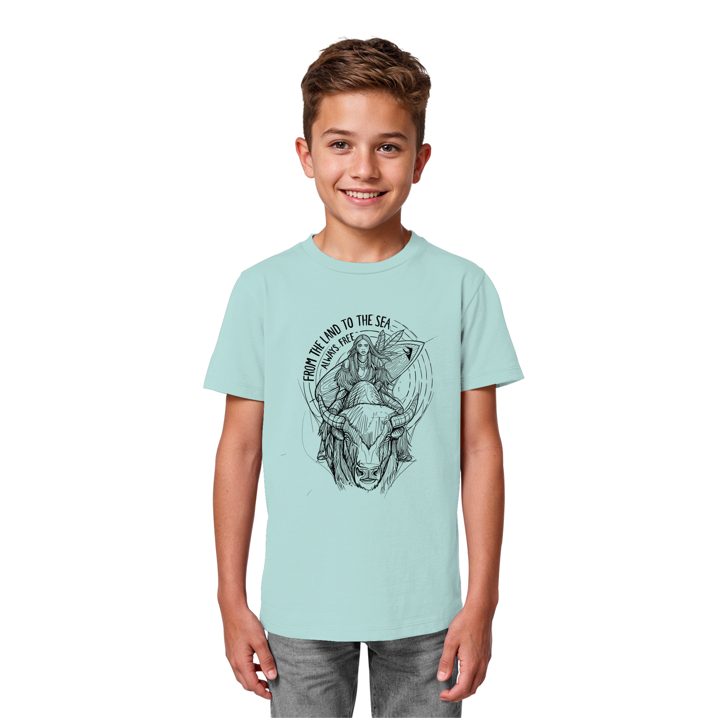 "From the land to the sea, always free" - Kids Organic Shirt