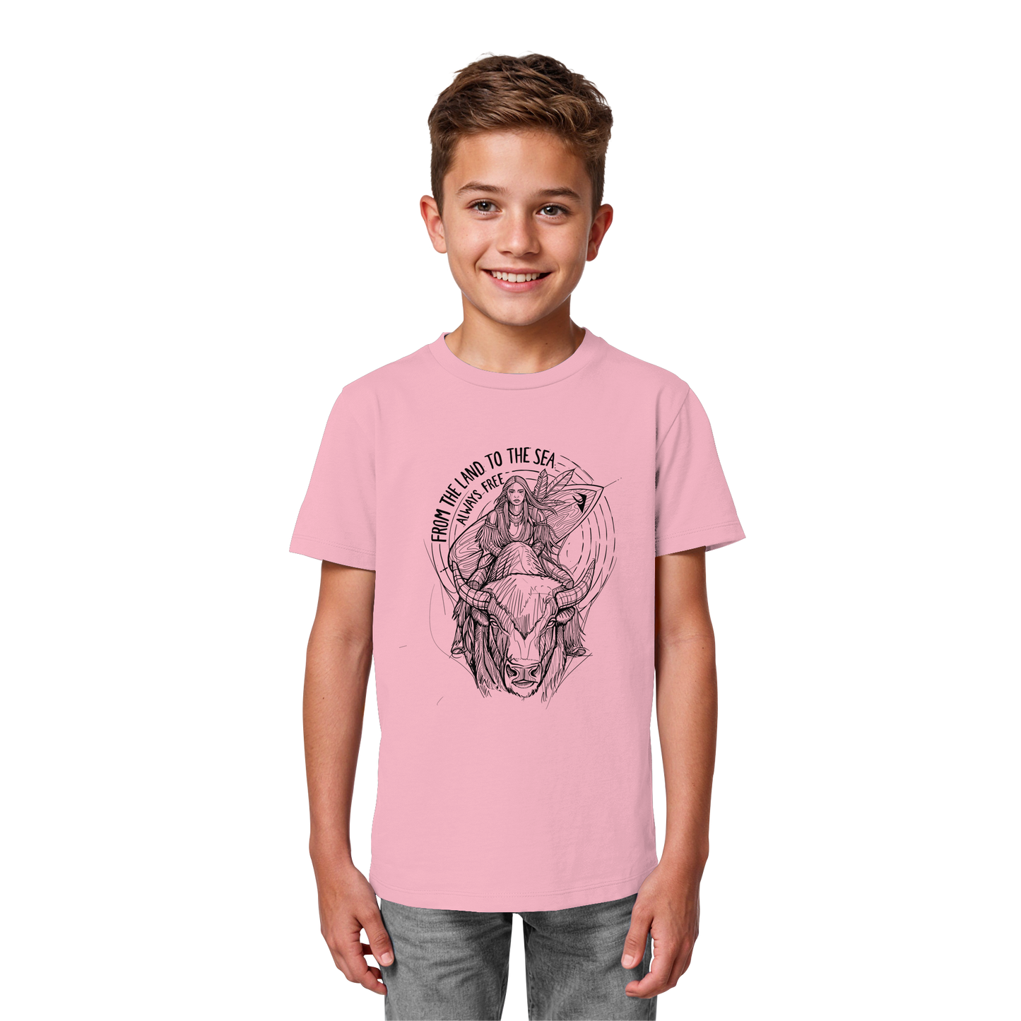 "From the land to the sea, always free" - Kids Organic Shirt