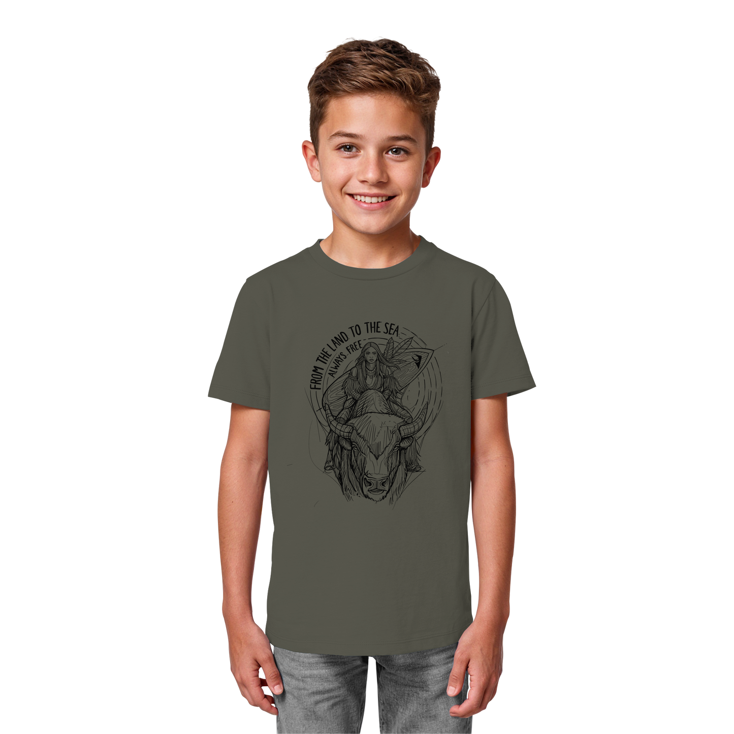 "From the land to the sea, always free" - Kids Organic Shirt