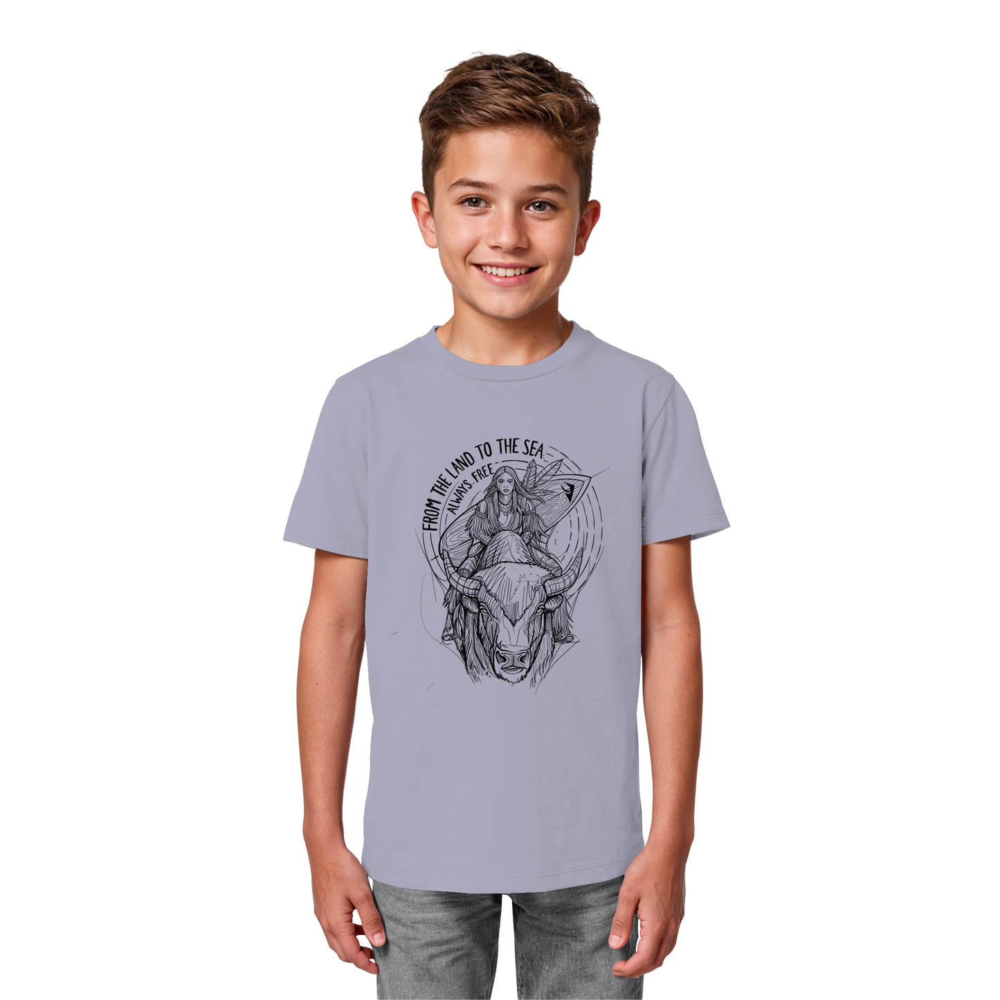 "From the land to the sea, always free" - Kids Organic Shirt