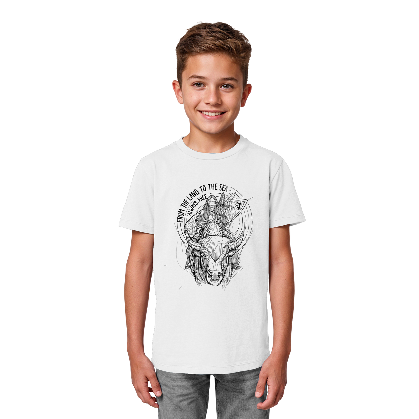 "From the land to the sea, always free" - Kids Organic Shirt